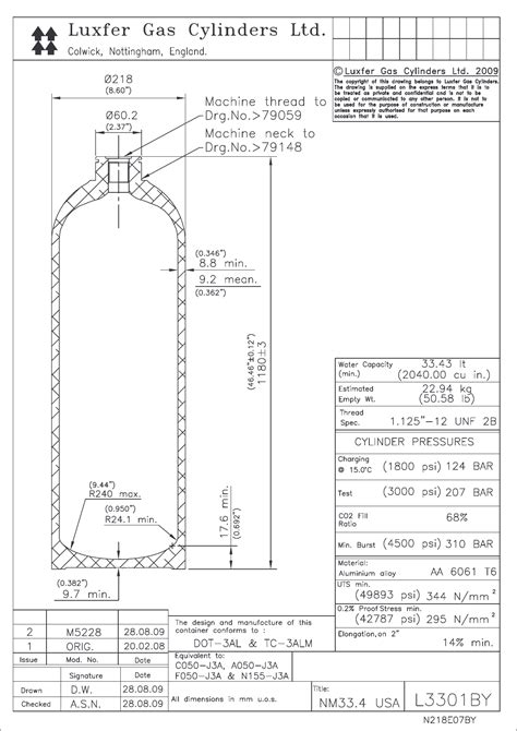 L CO2 Tank Spec Sheet
