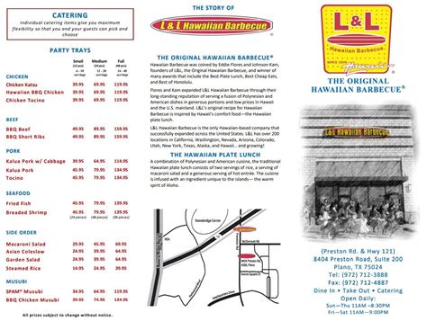 L L Catering Prices