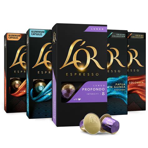 L or coffee pods. About L’OR Origin Collection Pack capsules. Coffee variety pack of 100 capsules, with 5 different L’OR espresso flavours. Compatible with Nespresso® & L’OR BARISTA coffee machines. Includes L’OR espresso pods from all over the world. All L’OR coffee is packed in recyclable aluminium coffee pods, preserving the aroma and flavours. 