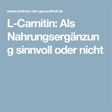 L-Carnitin - Als Nahrungsergänzung sinnvoll oder nicht