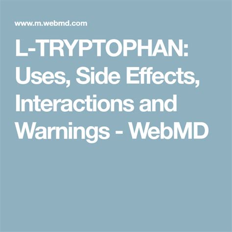 L-tryptophan: Supplement Uses, Warnings, Side Effects, Dosage