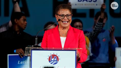 L.A. Mayor Karen Bass poses in denim jeans to show support for sexual violence survivors