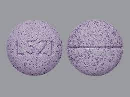 This web page shows the details of a purple round pill with imprint L5
