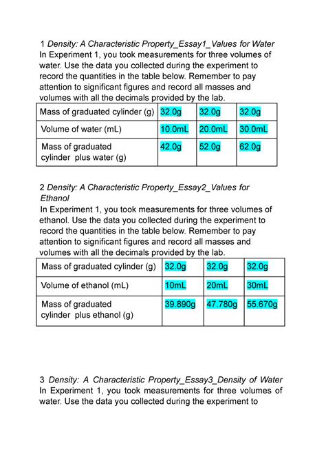 LAB 5 - LAB - 1 Density: A Characteristic Property_Essay1