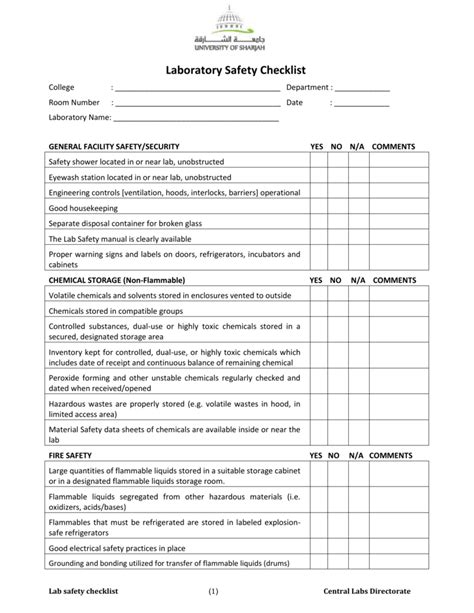 Lab Safety Checklist & Complete Guide - Checklistoo - wintechmobiles.com