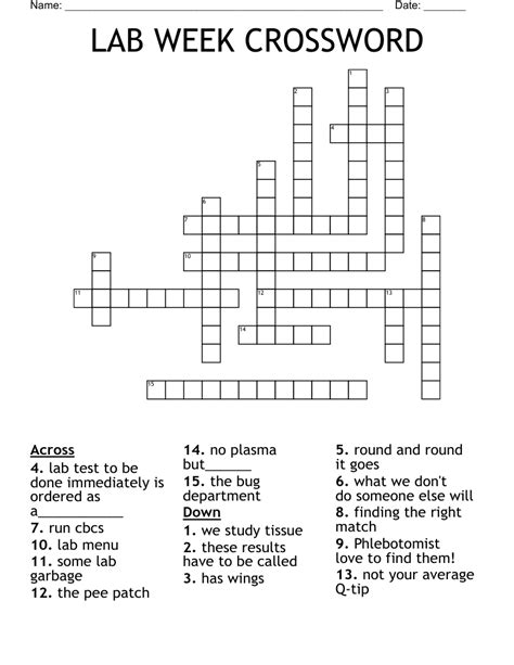 LAB WEEK CROSSWORD WordMint