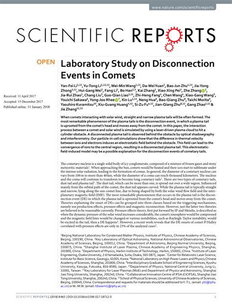 Laboratory Study on Disconnection Events in Comets - wintechmobiles.com