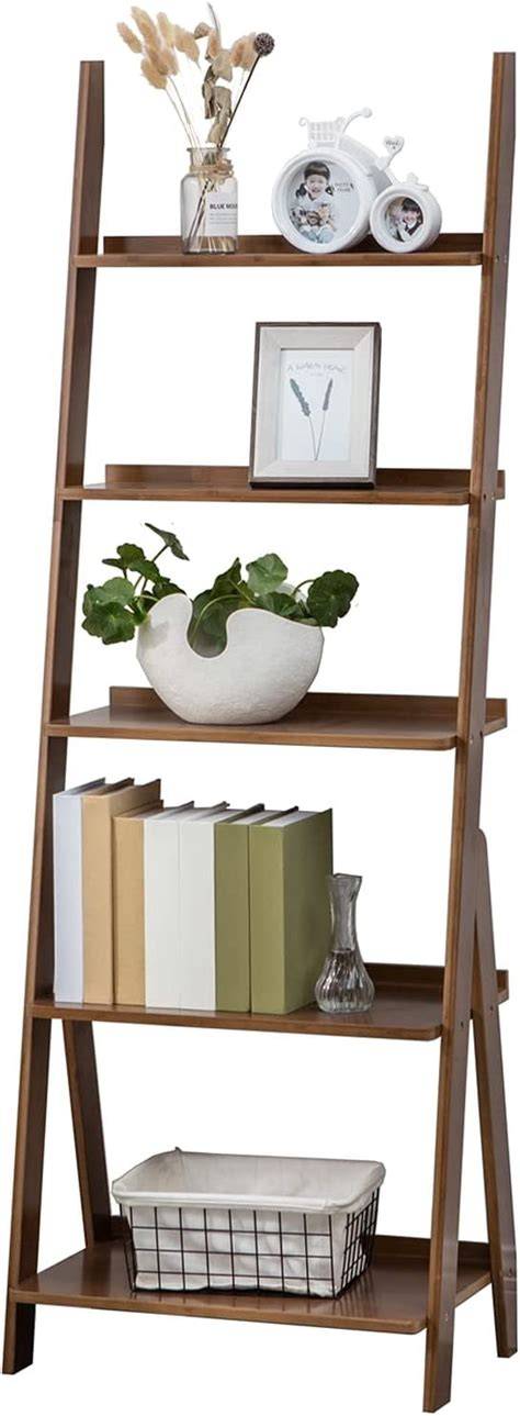 Ladder Shelf, 5-Tier Leaning Shelf, Free Standing Organizer Storage ... - raincitystudios.com