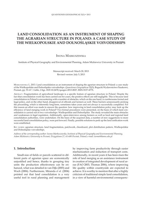 Land Consolidation as an Instrument of Shaping the Agrarian Structure ... - wintechmobiles.com