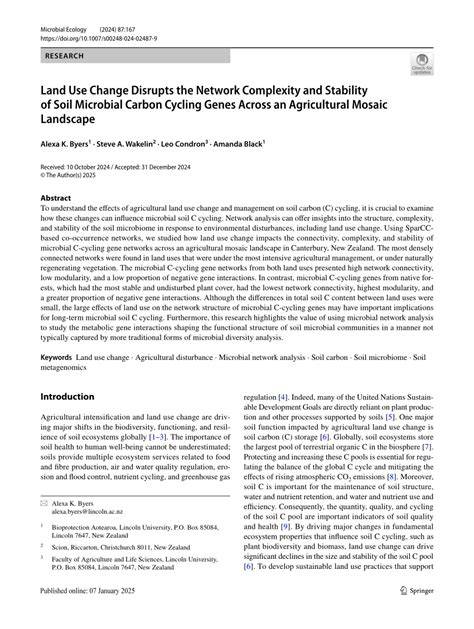 Land use conversion increases network complexity and stability of soil ... - raincitystudios.com