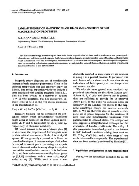 Landau theory of magnetic phase diagrams and first order … - wintechmobiles.com