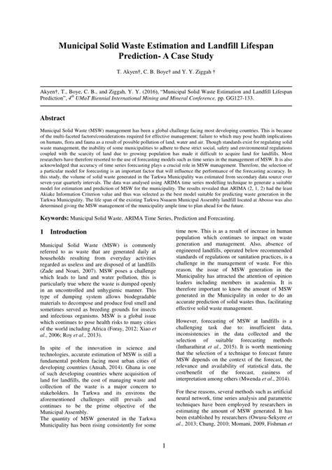 Landfill area estimation based on solid waste collection prediction ... - raincitystudios.com