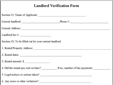 LANDLORD VERIFICATION FORM PDF Property Management Forms Pinterest