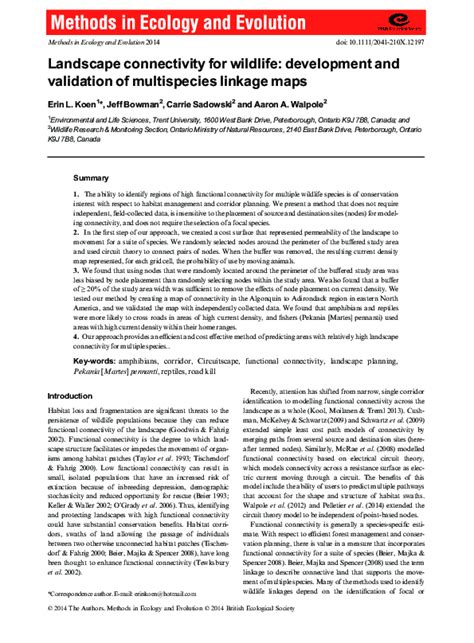 Landscape connectivity for wildlife: development and validation of ... - wintechmobiles.com