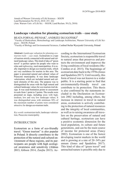 Landscape valuation for planning ecotourism trails – case study - wintechmobiles.com