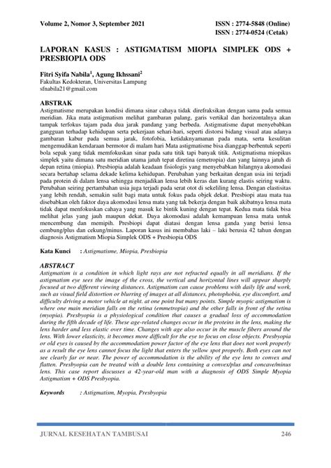 LAPORAN KASUS : ASTIGMATISM MIOPIA SIMPLEK ODS …