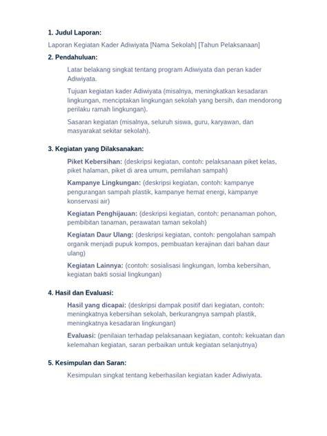 Laporan Kegiatan Kader Adiwiyata | PDF - Scribd - raincitystudios.com