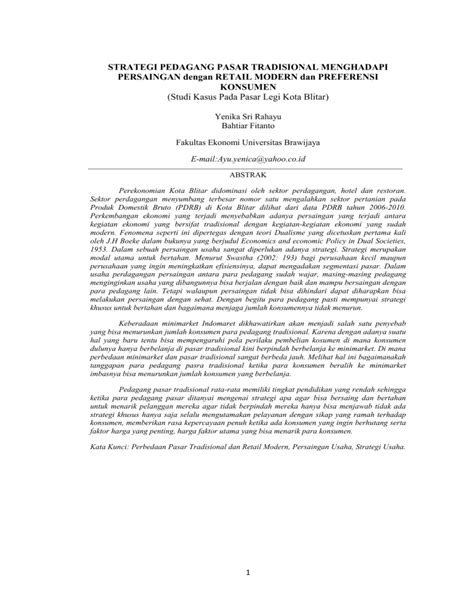 Laporan Penelitian Strategi Pedagang Pasar Tradisional dalam ... - UT - wintechmobiles.com