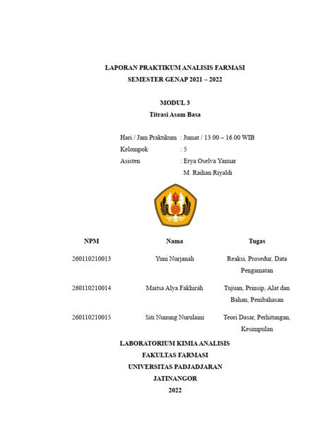 Laporan Praktikum K3 Titrasi Netralisasi Asam-Basa dan ... - Studocu - muktibox.com