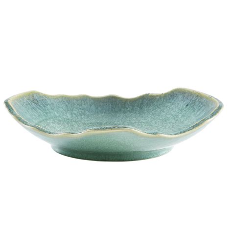 Large Ceramic Decorative Bowl, 12" Green Reactive Glaze Centerpiece ... - muktibox.com