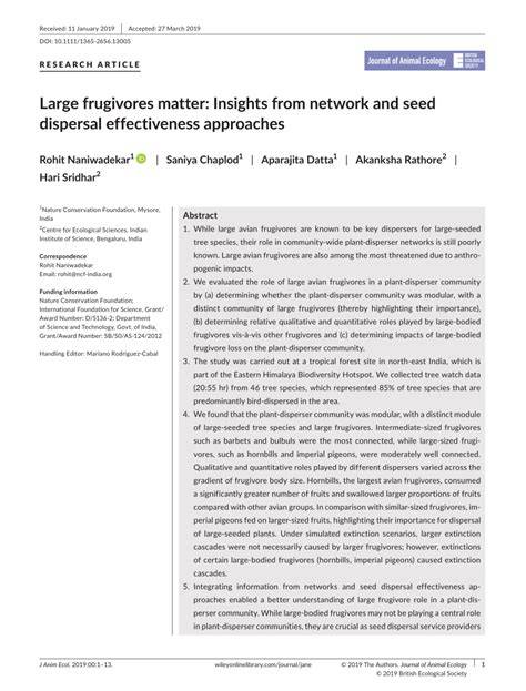 Large frugivores matter: Insights from network and … - raincitystudios.com