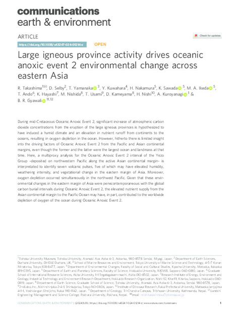 Large igneous province activity drives oceanic anoxic event 2 ... - raincitystudios.com