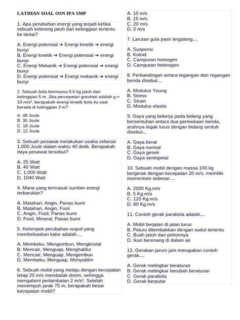 LATIHAN SOAL OLIMPIADE IPA SMP Kuis - Quizizz - raincitystudios.com