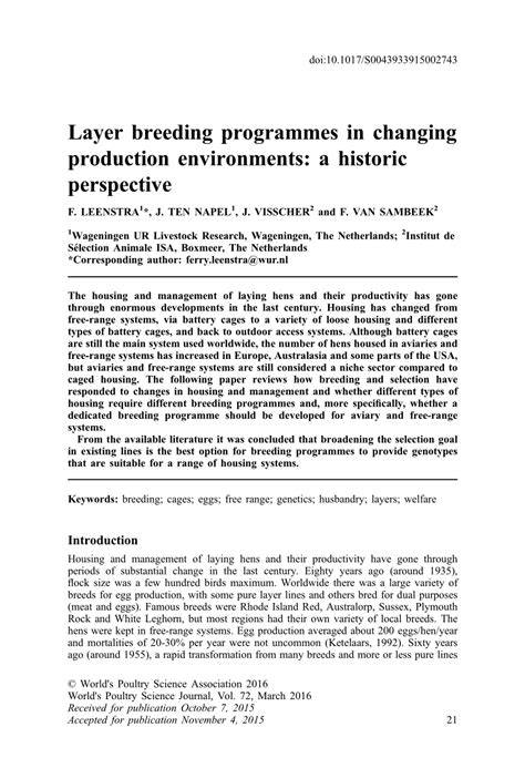 Layer breeding programmes in changing production … - raincitystudios.com