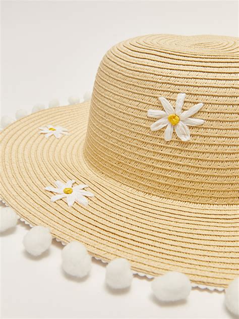 LC Waikiki LCW ACCESSORIES Kız Çocuk Hasır Plaj Şapkası. 