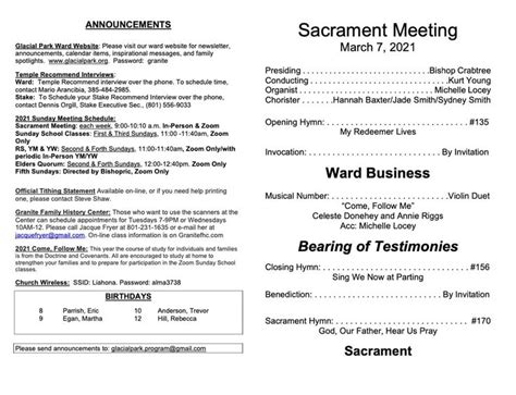 LDSSacramentMeetingProgramTemplate Program template, Sacrament, Lds