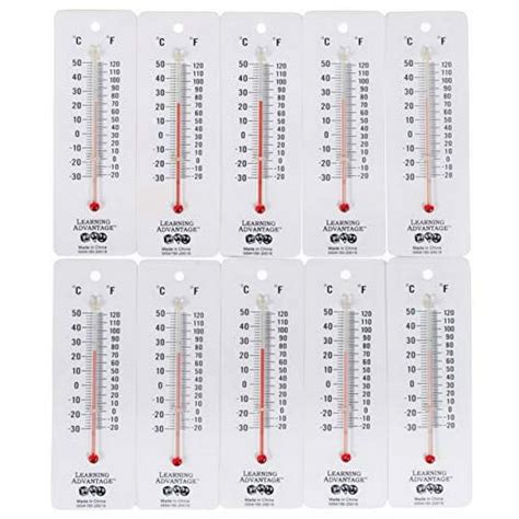 LEARNING ADVANTAGE Student Thermometers - Set of 10 - Dual …