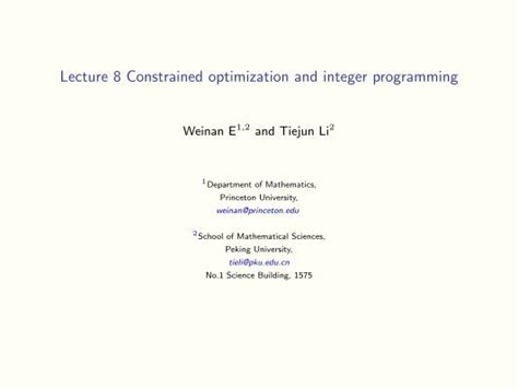 Lecture 8 Constrained optimization and integer programming - wintechmobiles.com