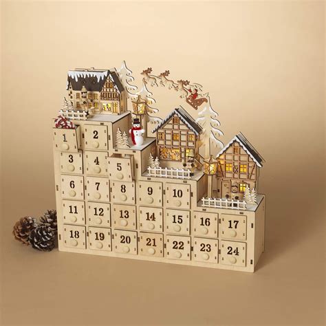 LED Lighted Wooden Bavarian Scene Advent Calendars Chri... https