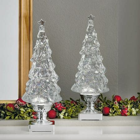 LEDGlitterTreesSetof2 Giftcraft