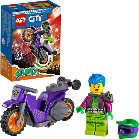 LEGO 60296 City Stuntz Wheelie Stunt Bike Set with Flywheel-Powered …