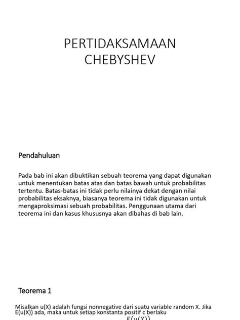 Lesson 3 Mathematical Statistics II Pertidaksamaan Chebyshev, Hukum ... - wintechmobiles.com