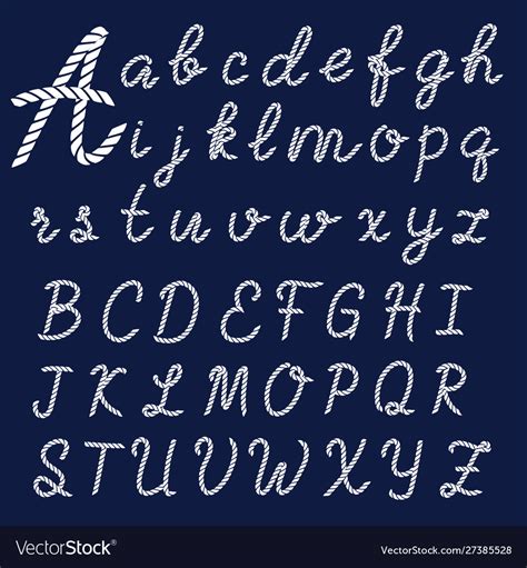 Letters made from nautical rope hand written font Vector Image ... - muktibox.com
