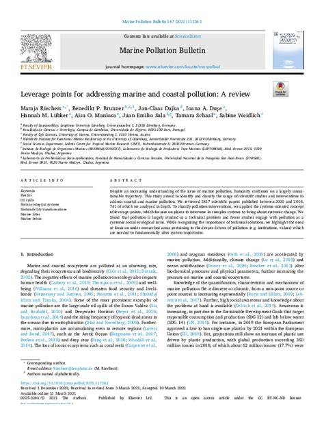 Leverage points for addressing marine and coastal pollution: A review - raincitystudios.com
