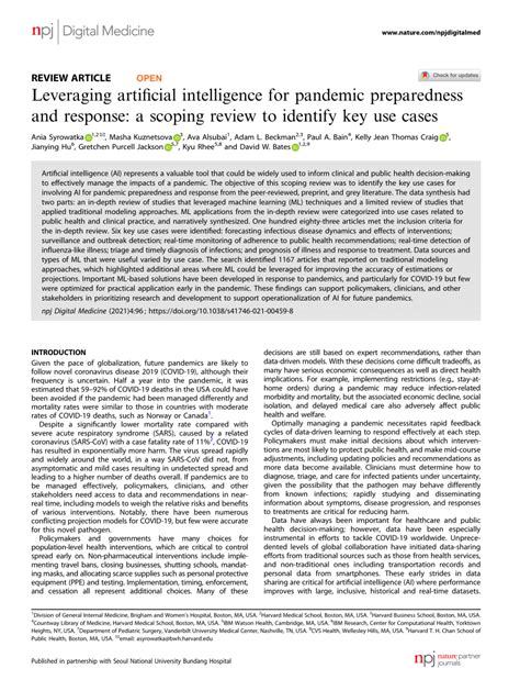 Leveraging artificial intelligence for pandemic preparedness and ... - coolestguyplanet.net