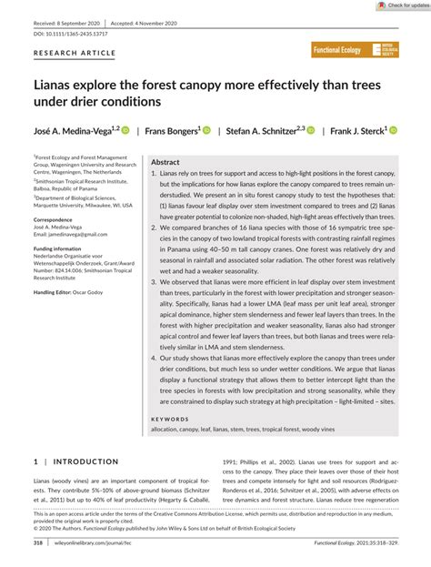 Lianas explore the forest canopy more effectively than trees under ... - muktibox.com