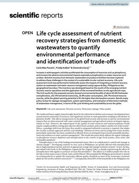 Life cycle assessment of nutrient recovery strategies from domestic ... - raincitystudios.com