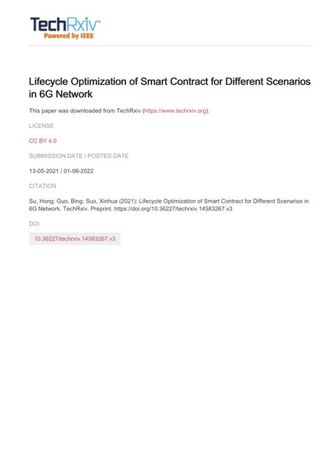 Lifecycle Optimization of Smart Contract for Different Scenarios in 6G ... - coolestguyplanet.net