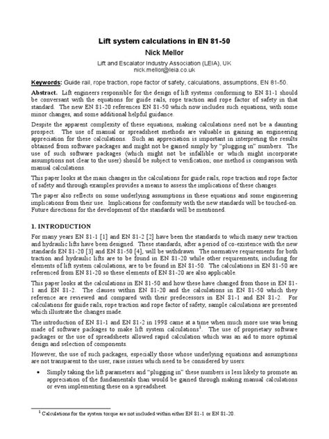 Lift system calculations in EN 81-50 - wintechmobiles.com