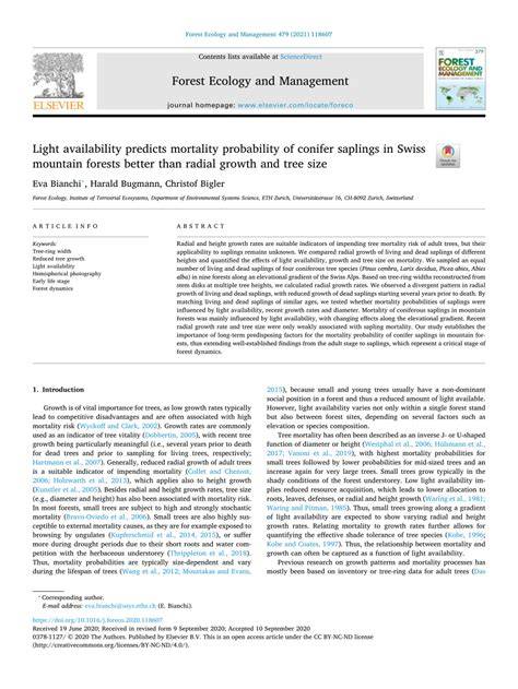 Light availability predicts mortality probability of conifer saplings ... - raincitystudios.com