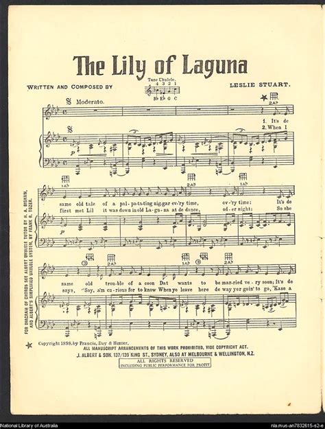 LILY OF LAGUNA, THE (Leslie Stuart - 1898) - Lyrics - International ...