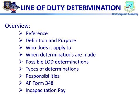 LINE OF DUTY DETERMINATIONS