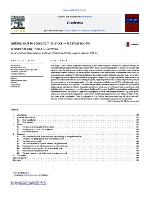 Linking soils to ecosystem services — A global review - raincitystudios.com