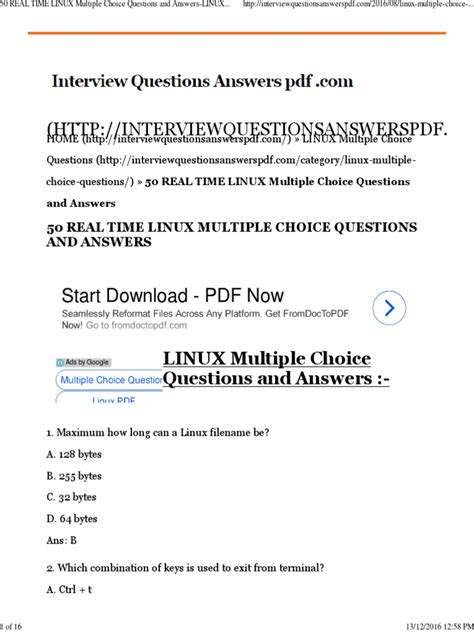 LINUX Multiple Choice Questions With Answers Tech Hyme