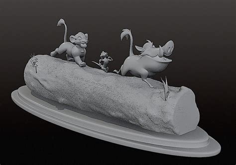 LION KING DIORAMA Cutted pre supported SLA 3D Baskı Modeli.