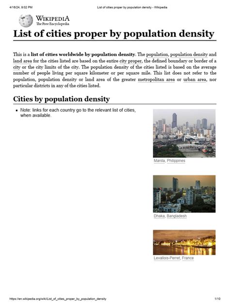List of cities proper by population density - coolestguyplanet.net
